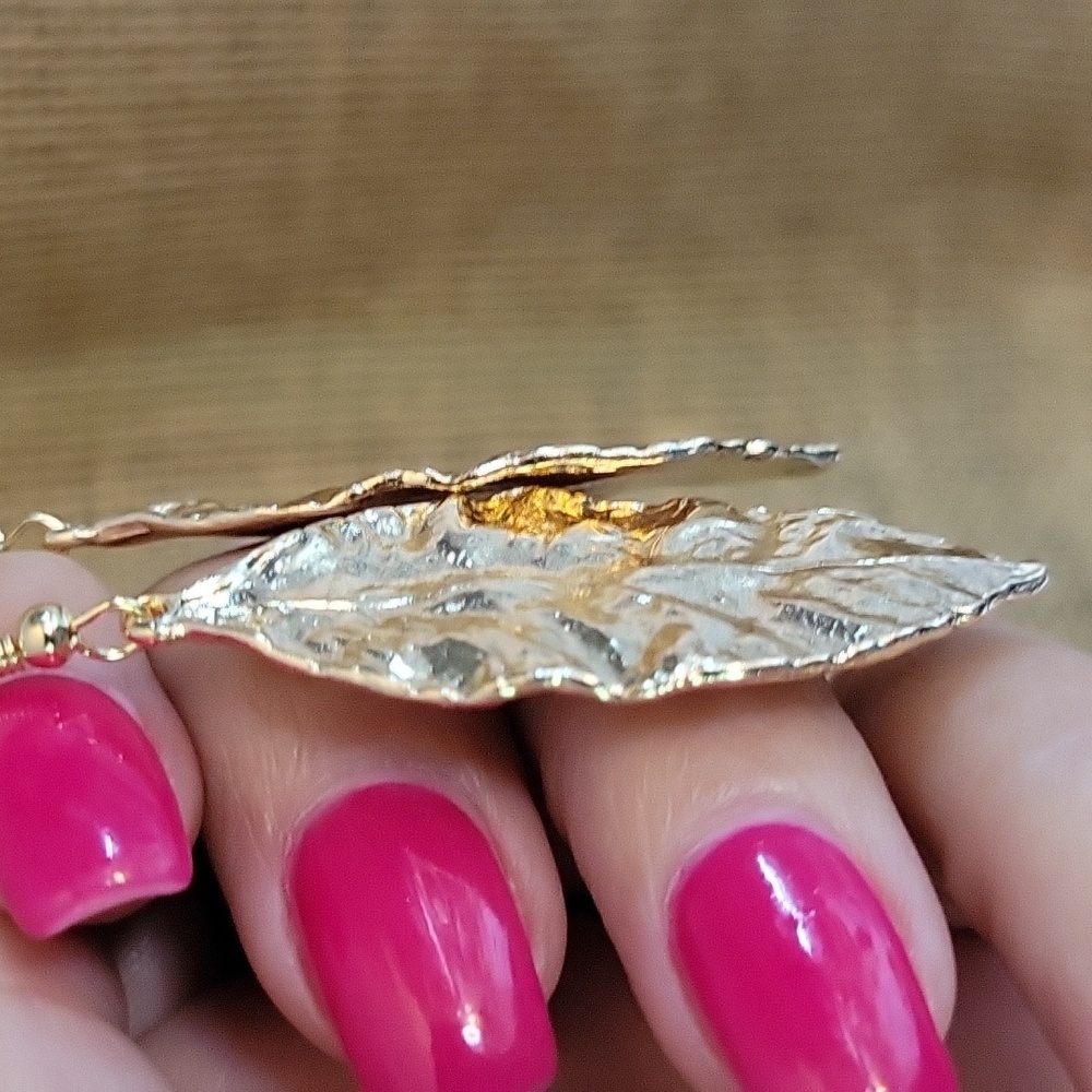 Gold Leaf Earrings - Picture 7 of 7